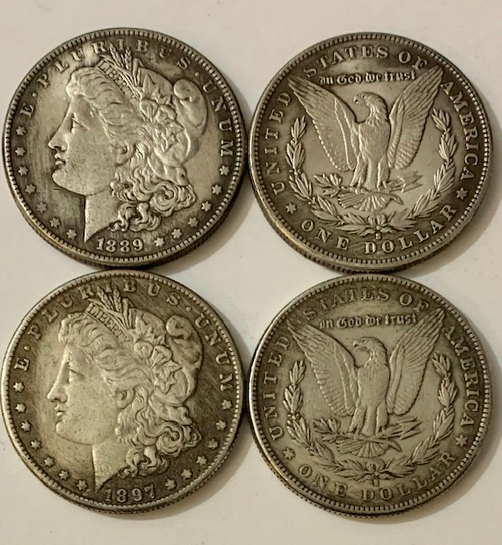1889/1897 United States Morgan Silver Dollars AS-IS: LOT OF 2 - RE-SELL LOT - Estate Junk Drawer Find - Sold as Re-Strike Copies & AS-IS