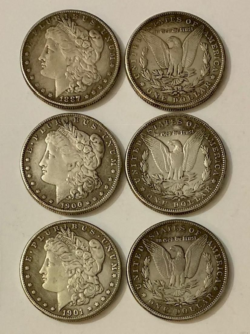 1887/1900/1901 U.S. Morgan Silver Dollars - AS-IS: LOT OF 3 - RE-SELL LOT - Estate Junk Drawer Find - Sold as Re-Strike Copies & AS-IS