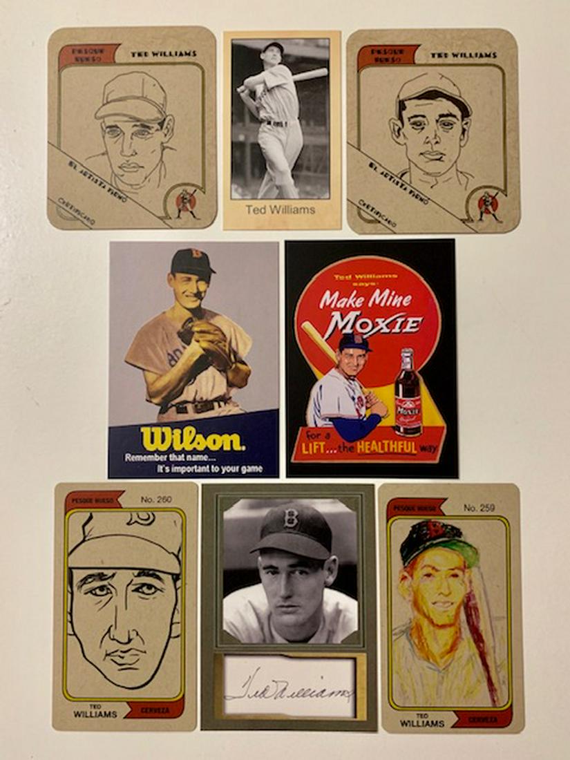 Lot of 8 TED WILLIAMS Baseball Cards: See all Photos - We Do Not know the Age of the Cards - Autographs are Facsimile Signatures - Sold AS-IS