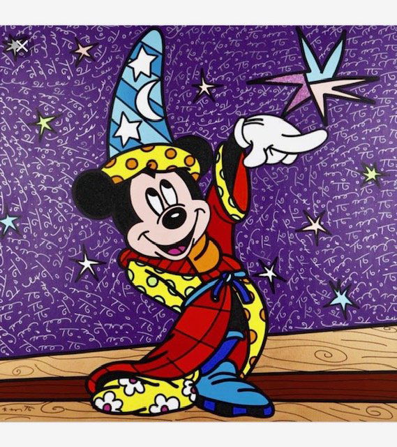 ROMERO BRITTO Sorcerer Mickey Mouse Canvas Art Print: 16 x 16 / Does Not Come Framed / Shipped in a Mailing Tube / These are Giclee Prints - Not an Original Oil