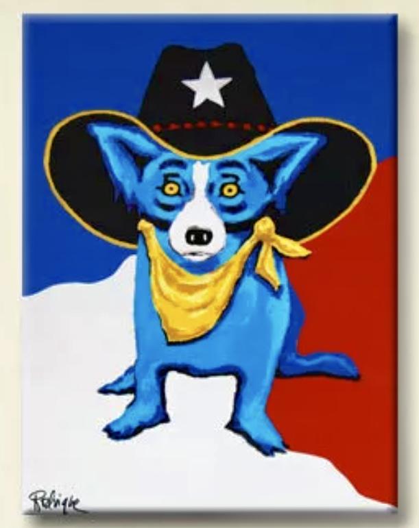 Signed BLUE DOG Giclee Art Canvas Print 16 x 22 (1 of 4)