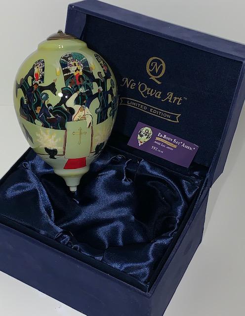 Artist Signed NeQwa Art Inside Paint Glass Ornament (1 of 6)