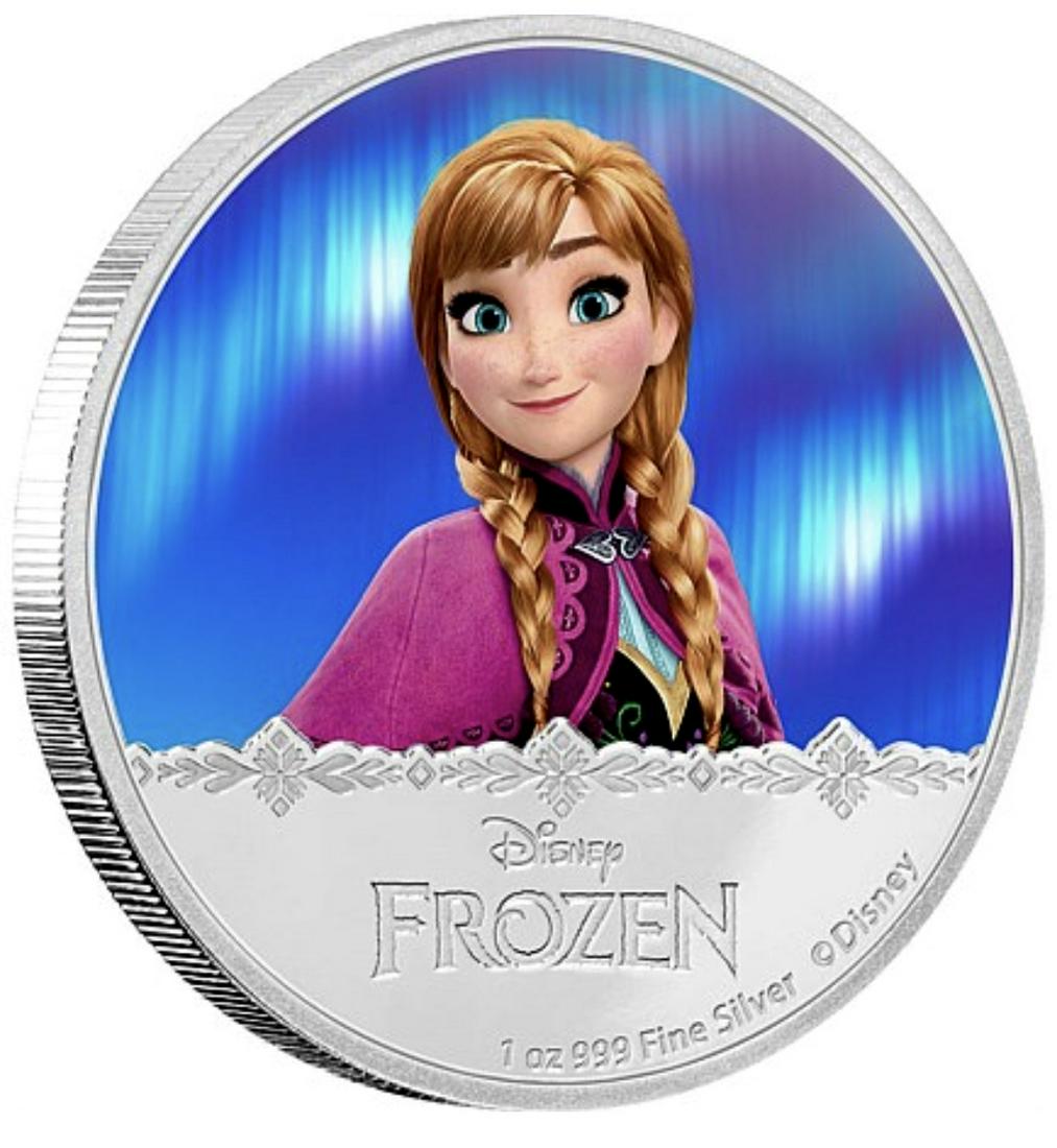 Walt Disney FROZEN 1oz .999 Clad Silver Coin ANNA: Encapsulated â€“ Multiple Photos Posted