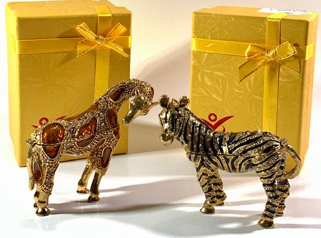 Lot of 2 Jeweled and Enameled Figural Trinket Boxes (1 of 3)