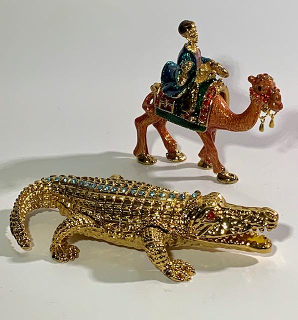 Lot of 2 Jeweled and Enameled Figural Trinket Boxes (1 of 3)