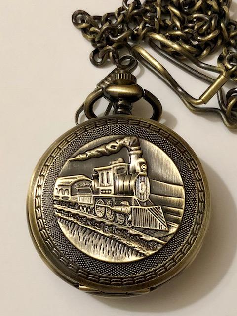 Awesome Signed OMEGA Embossed Train Pocket Watch (1 of 4)