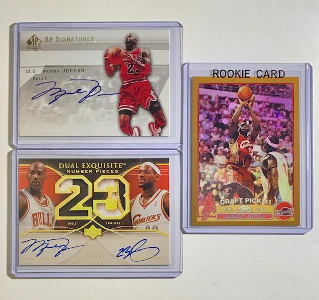 3 Michael Jordan & Lebron James RP Basketball Cards (1 of 2)