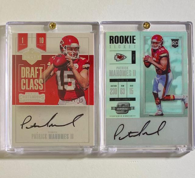 2 Patrick Mahomes Autographed RP Rookie Football Cards (1 of 2)