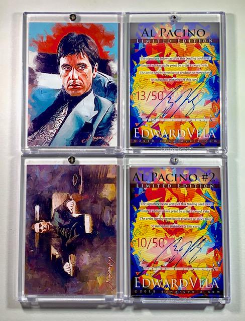 2 Rare Artist Signed AL PACINO Movie Print Art Cards: SCARFACE 13 of 50 / GODFATHER 10 of 50 / Encased
