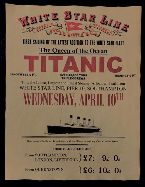April 1912 TITANIC First Sailing Notice Poster (1 of 1)