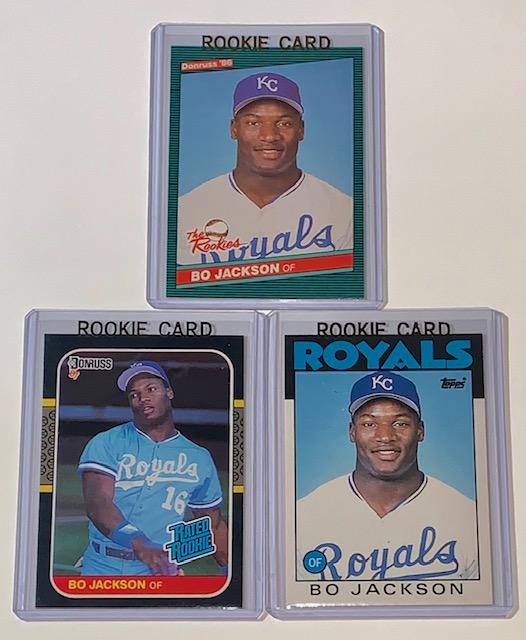 Lot of 3 BO JACKSON Rookie Baseball Cards: Lot of 3
