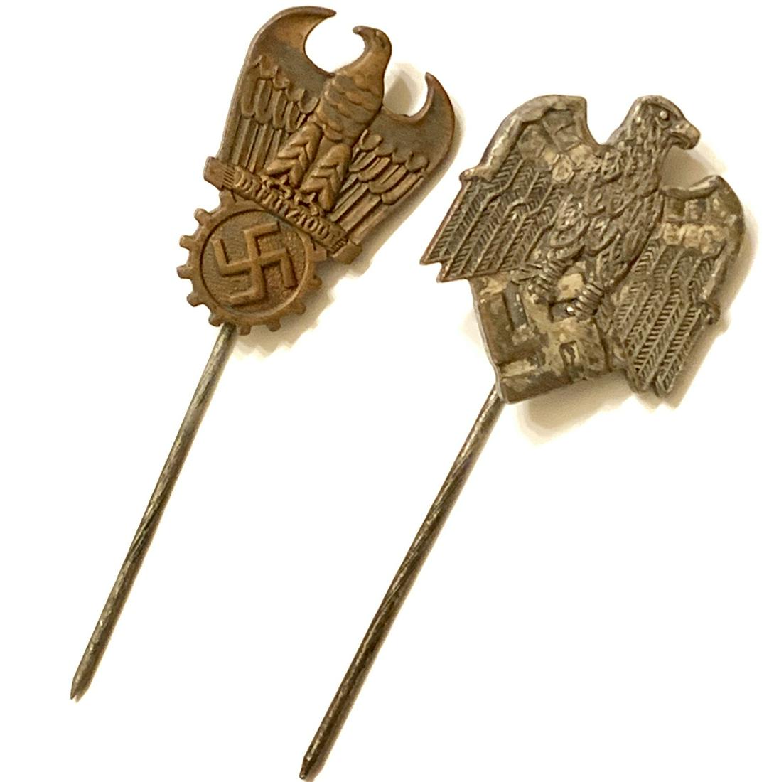 Lot of 2 WW2 Nazi German Uniform Hat Pins: These Items came from a Very High End Estate But due to the High Cost of getting them checked out the Inherit Owner chose Not to and decided to Sell them with No Reserve AS-IS. We cannot Guarantee whe