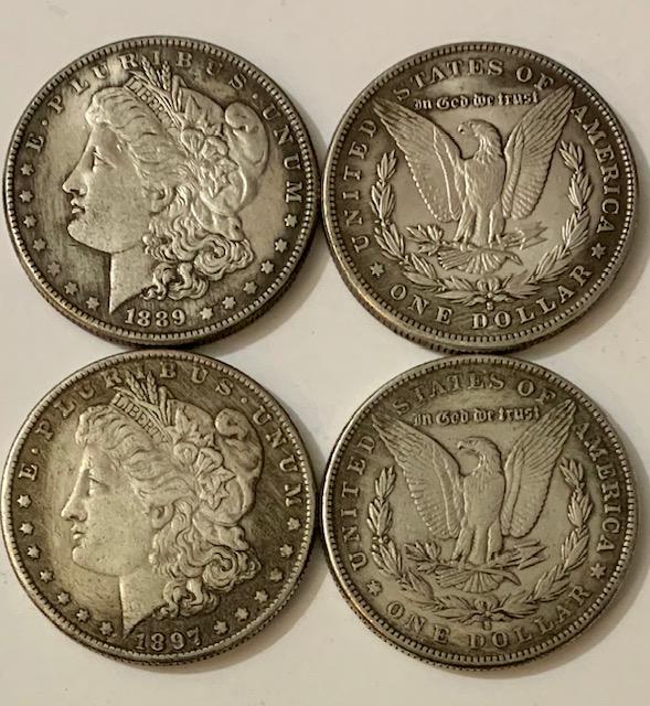 1889/1897 United States Morgan Silver Dollars AS-IS: LOT OF 2 / Massive Estate Junk Drawer Lot / Sold as Copies / AS-IS