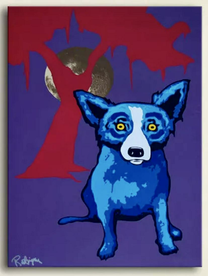 Signed RODRIGUE Blue Dog Art Print on Canvas 24 x 32: 24 x 32 / Does Not Come Framed / Shipped in a Mailing Tube / This is a Print Not an Original Oil