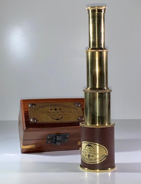 Victorian Marine London Spyglass Telescope w/Storage Bx: Awesome Looking with Original Storage Box / Great Condition / We Do Not Know how old this piece is therefore it is being Sold as a Collectible Novelty/Shelf Piece / Multiple Photos Posted