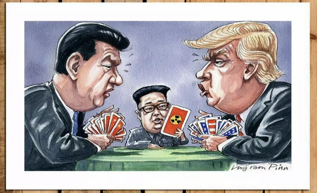 DONALD TRUMP & KIM JONG-UN Parody Caricature Art Canvas: SIGNED â€“ 12 x 24 - Not Framed - Shipped in a Mailing Tube â€“ See all Photos