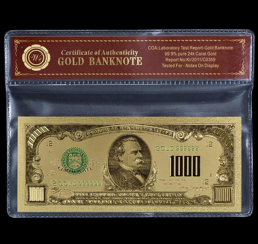 1928 Lab Tested $1000 Gold Certificate Banknote (1 of 2)