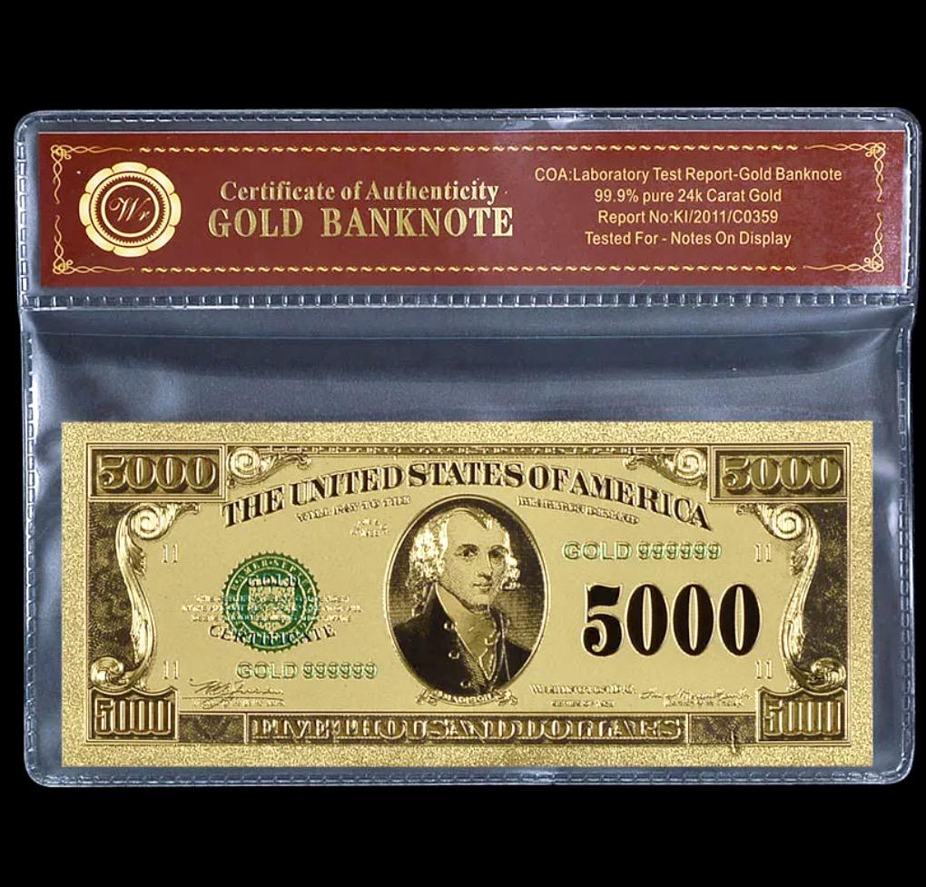 1928 Lab Tested $5,000 Gold Certificate Banknote (1 of 2)