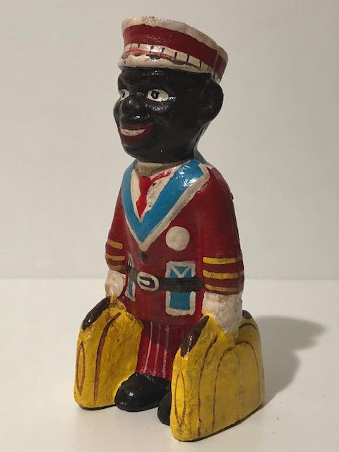 Old Black Americana Cast Iron THE PORTER Coin Bank: We are Not certain when these were made therefore Sold AS-IS with Regards to Age / We Do Not Support any of the Ideals this Piece Represents / Exact Age Unknown / Sold AS-IS / Multiple Photos Posted
