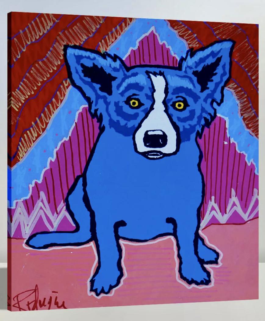 Signed BLUE DOG Giclee Art Canvas Print 18 x 22 (1 of 2)