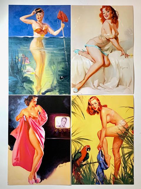 GIL ELVGREN Risque Pin-Up Girl 8x11 Art Lithographs: LOT OF 4 Awesome Lithographs depicting the Risque Art of GIL ELVGREN
