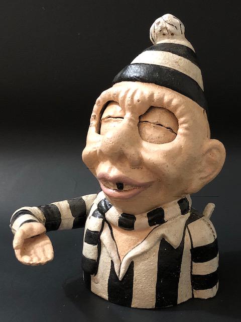 Cast Iron One Eyed Bandit Jailbird Mechanical Coin Bank (1 of 4)