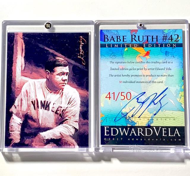 BABE RUTH Artist Signed Giclee Art Baseball Card (1 of 1)