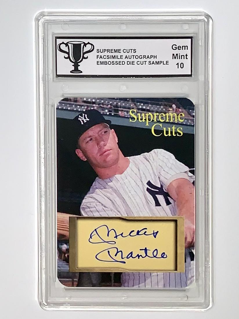 MICKEY MANTLE Cut Autographed Sample Baseball Card (1 of 2)