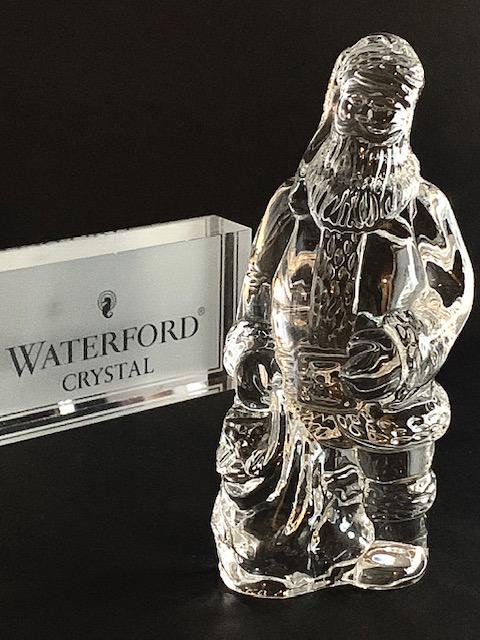 Signed 2 nd Edition WATERFORD Crystal SANTA CLAUS: Beautiful Piece that Depicts Santa with His Gift Sack / Ornate and Heavy / Multiple Photos Posted