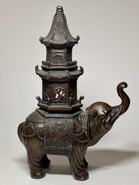 Solid Bronze Qing Dynasty Elephant Figural Censor (1 of 5)
