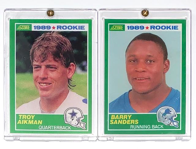 BARRY SANDERS and TROY AIKMAN Rookie RP Football Cards: These Cards are being Sold as an Unmarked Reprints with No Reserve / AS-IS / Multiple Photos Posted