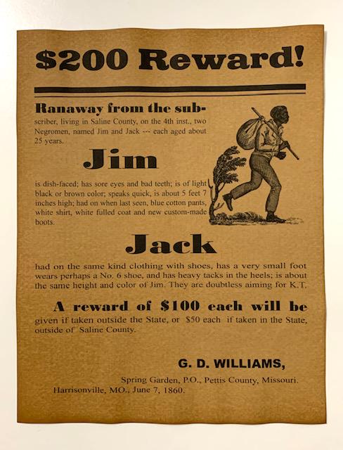 Dated Black Americana Runaway Slave Reward Poster (1 of 1)