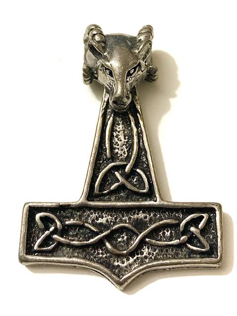 Old Viking Gods Mjolnir Rams Head Silver tone Pendant (1 of 4)