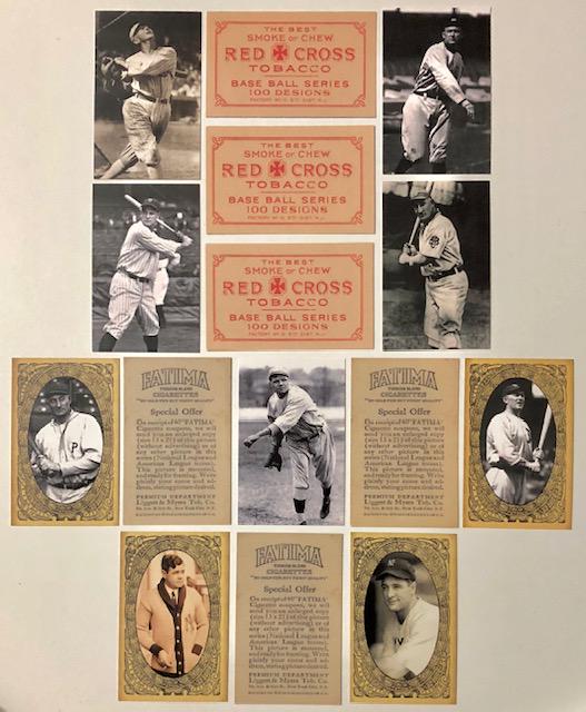 Lot of 9 Promo Cigarette and Tobacco Baseball Cards: Wagner, Ruth & Others â€“ Cards are Un-Marked but are being Sold as Re-Prints AS-IS