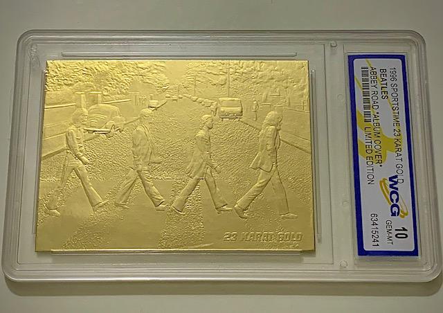 The BEATLES 23k Gold Limited Edition Album Cover Card: ABBEY ROAD / Graded Gem Mint 10 / Embossed 23k Gold Foil / Multiple Photos Posted