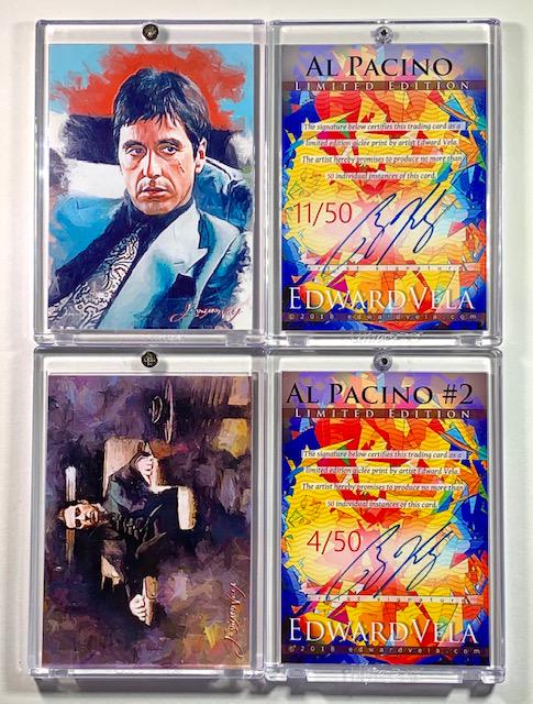 2 Artist Signed SCARFACE and GODFATHER Movie Art Cards: LOT OF 2 / SCARFACE 11 of 50 / GODFATHER 4 of 50 / Encased