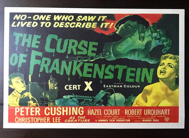 Classic The Curse of Frankenstein Movie Poster: 12 x 18 / Print Date Unknown / Sold as a Decorative Poster / Not Period Original