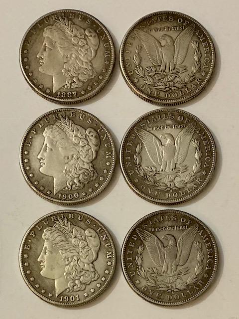 1887/1900/1901 U.S. Morgan Silver Dollars AS-IS (1 of 1)