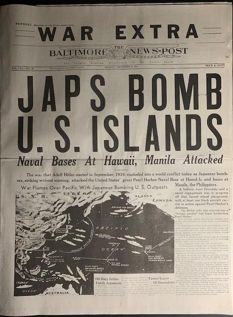 WW2 1941 / JAPS BOMB U.S. ISLANDS / Newspaper (1 of 6)