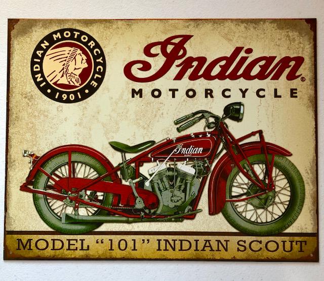 Distressed INDIAN Motorcycles Metal Advertising Sign (1 of 1)