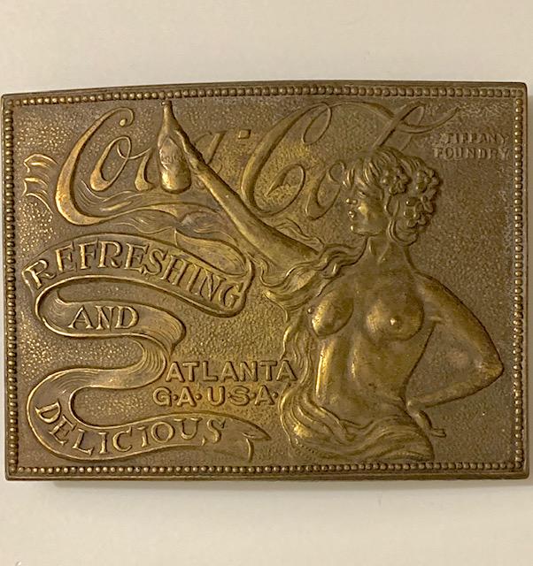 Signed TIFFANY Topless Lady COCA-COLA Belt Buckle: Rare Piece / Signed on Back Tiffany and Co London England / Multiple Photos Posted