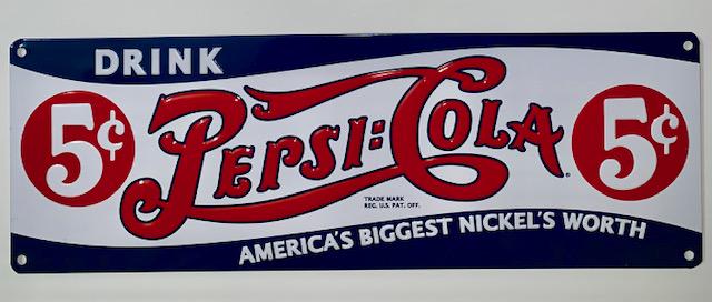 General Store PEPSI-COLA Embossed Tin Advertising Sign (1 of 1)