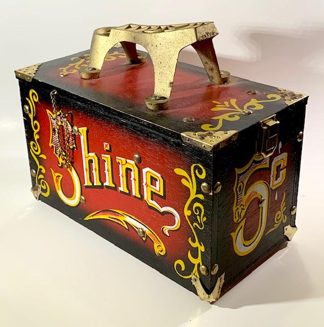 Very Cool 5 Cents Hand Painted Wood Shoe Shine Box (1 of 3)
