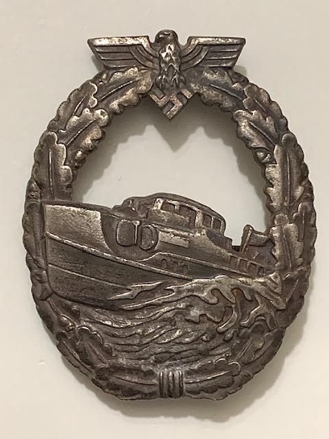 WW2 Nazi German Navy Kreigsmarine E-Boat Uniform Badge: These Items came from a Very High End Estate But due to the High Cost of getting them checked out the Inherit Owner chose Not to and decided to Sell them with No Reserve AS-IS. We cannot Guarantee whe