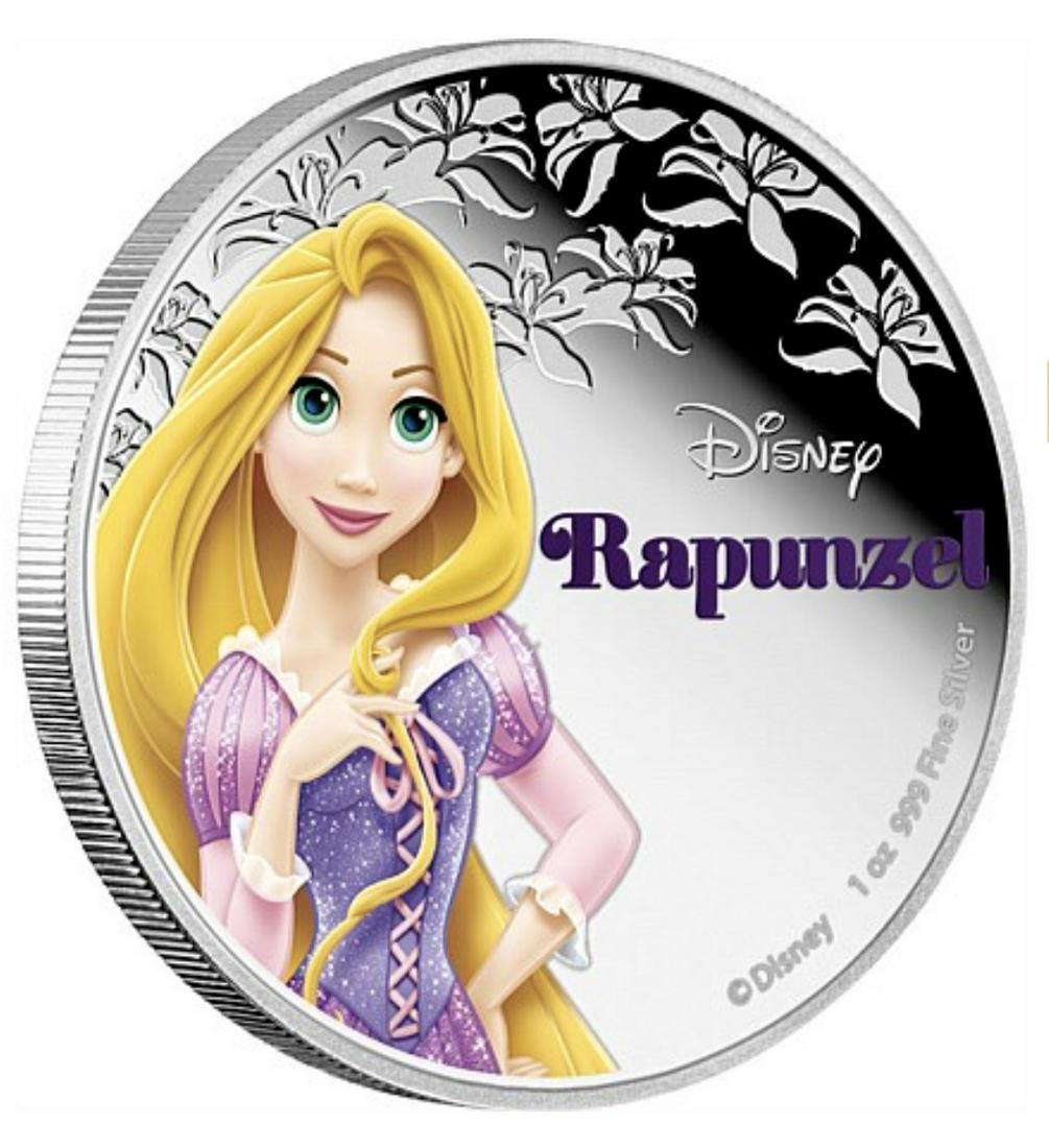 Walt Disney RAPUNZEL 1oz .999 Fine Silver Clad Coin: Encapsulated / NOT SILVER / Silver Clad/Plated / Sold as a Collectible Novelty Item