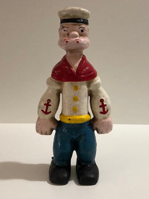 Vintage Cast Iron POPEYE Still Coin Bank 11 inches T (1 of 4)