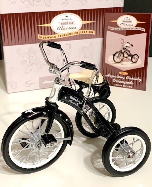 LTD Edition Die-Cast 1951 Hopalong Cassidy Velocipede: This is an Awesome New Old Stock Die-Cast 1951 Hopalong Cassidy Velocipede Sidewalk Cruiser / This Kiddie Car Classic is in its Original Box with all Paperwork and has never been displayed / Must see 