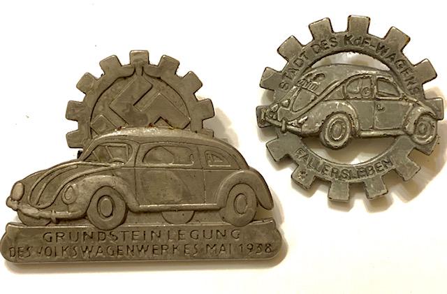 Lot of 2 WW2 German Nazi/Swastika Volkswagen Pins (1 of 3)