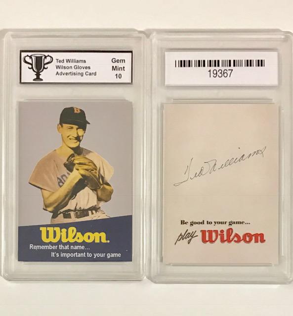 TED WILLIAMS Wilson Gloves Advertising Baseball Card (1 of 1)