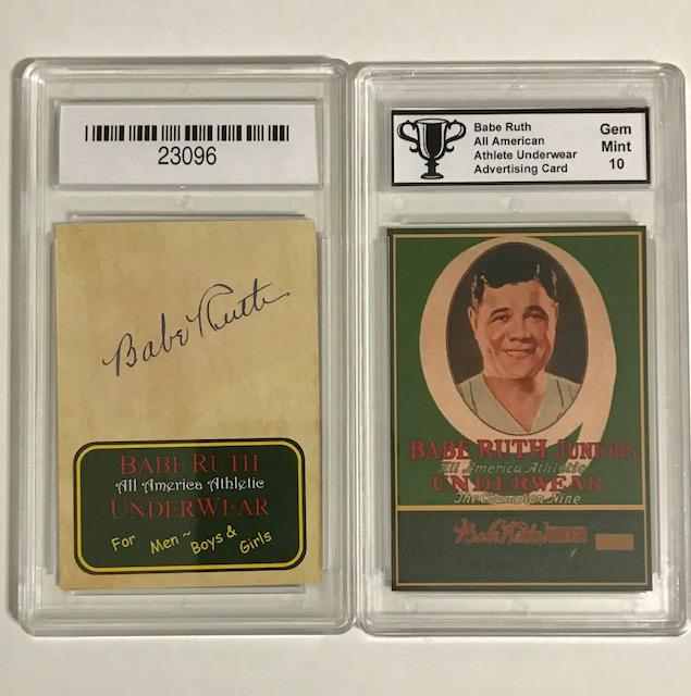 BABE RUTH Underwear Advertising Baseball Card: ALL AMERICAN ATHLETE UNDERWEAR / Gem Mint 10 / Great Card